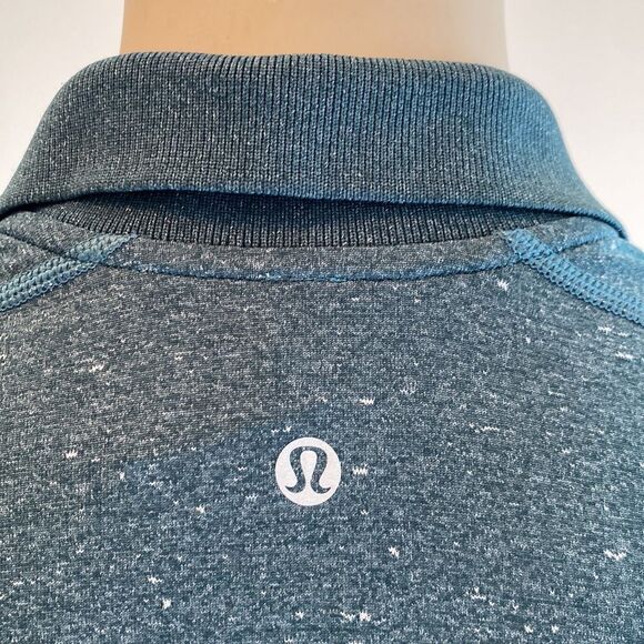 Lululemon Small Metal Vent Tech Polo Shirt Forest Green Ribbed Collar - Picture 5 of 6